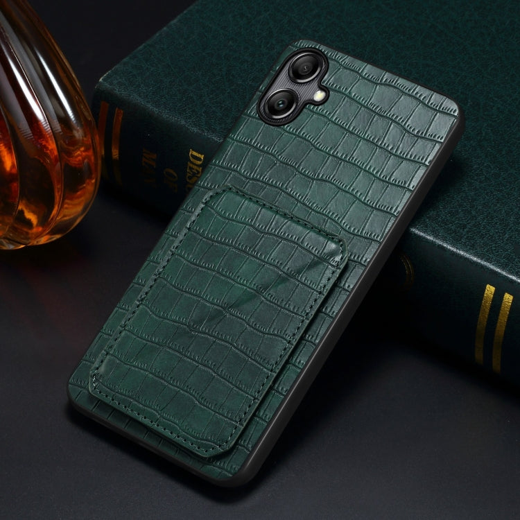 For Samsung Galaxy S24 5G Denior Imitation Crocodile Leather Back Phone Case with Holder(Green) - Galaxy S24 5G Cases by Denior | Online Shopping South Africa | PMC Jewellery