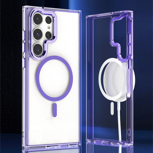 For Samsung Galaxy S24 Ulltra 5G MagSafe Clear Acrylic Hybrid TPU Phone Case(Purple) - Galaxy S24 Ultra 5G Cases by PMC Jewellery | Online Shopping South Africa | PMC Jewellery