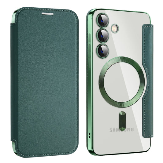 For Samsung Galaxy S24+ 5G MagSafe Magnetic RFID Anti-theft Leather Phone Case(Dark Green) - Galaxy S24+ 5G Cases by PMC Jewellery | Online Shopping South Africa | PMC Jewellery