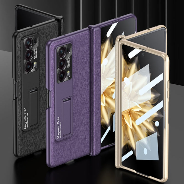 For Honor Magic V2 GKK Integrated Magnetic Hinge Flip Leather Phone Case with Holder(Gold) - free shipping - PMC TechLife - Order now!