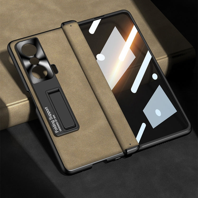 For Honor Magic VS GKK Integrated Frosted Fold Hinge Privacy Leather Phone Case with Holder(Brown) - free shipping - PMC TechLife - Order now!