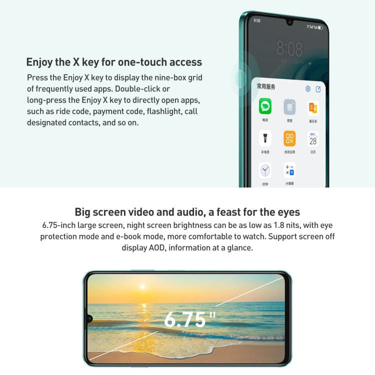 HUAWEI Enjoy 70, 8GB+128GB, Side Fingerprint Identification, 6.75 inch HarmonyOS 4.0 Kirin 710A Octa Core 2.0GHz, Network: 4G, OTG, Not Support Google Play(Black) - Huawei Mate & P by Huawei | Online Shopping South Africa | PMC Jewellery | Buy Now Pay Later Mobicred