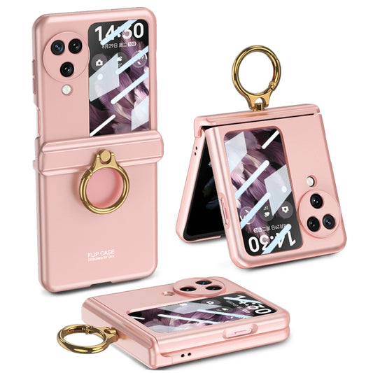 For OPPO Find N3 Flip GKK Integrated Magnetic Hinged Flip Case with Ring Holder(Pink) - Find N3 Flip Cases by GKK | Online Shopping South Africa | PMC Jewellery | Buy Now Pay Later Mobicred