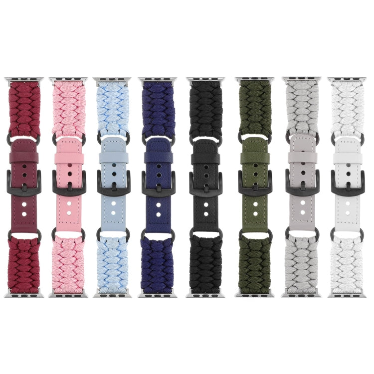 For Apple Watch Series 3 42mm Plain Paracord Genuine Leather Watch Band(Pink) - free shipping - PMC TechLife - Order now!