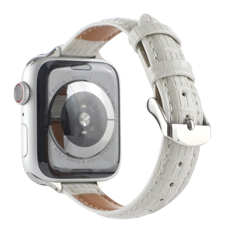 For Apple Watch SE 2023 40mm Slim Crocodile Leather Watch Band(White) - free shipping - PMC TechLife - Order now!