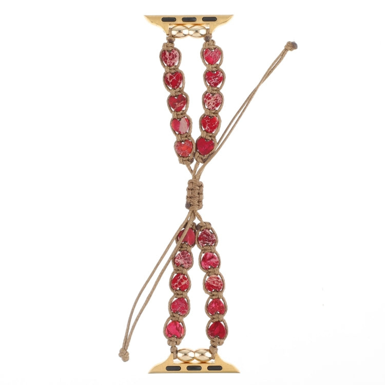 For Apple Watch Series 4 44mm Heart Stones Drawstring Chain Watch Band(Red) - free shipping - PMC TechLife - Order now!