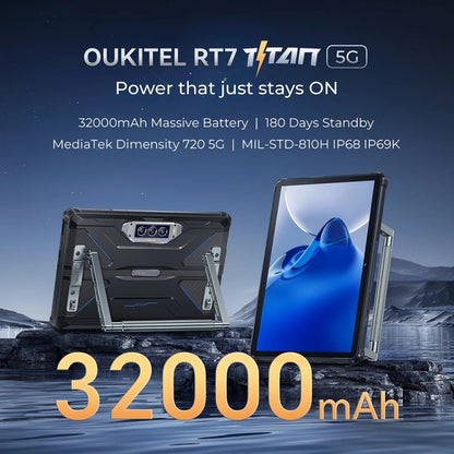 OUKITEL RT7 TITAN 5G Network IP68/IP69K Rugged Tablet, 12GB+256GB, 10.1 inch Android 13 MediaTek Dimensity 720 Octa Core Support Dual SIM, EU Plug(Black) - Other by OUKITEL | Online Shopping South Africa | PMC Jewellery | Buy Now Pay Later Mobicred