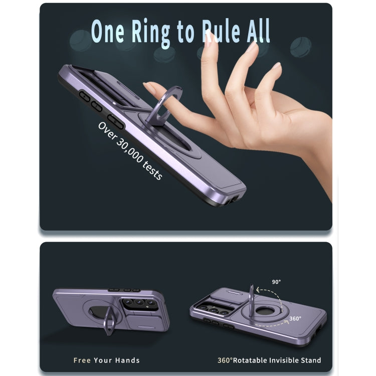For Samsung Galaxy S23+ 5G Camshield MagSafe Ring Holder Armor Phone Case(Puple) - Galaxy S23+ 5G Cases by PMC TechLife | Online Shopping South Africa | PMC TechLife