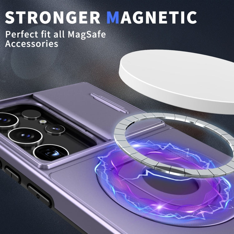For Samsung Galaxy S22 Ultra 5G Camshield MagSafe Ring Holder Armor Phone Case(Puple) - Galaxy S22 Ultra 5G Cases by PMC TechLife | Online Shopping South Africa | PMC TechLife