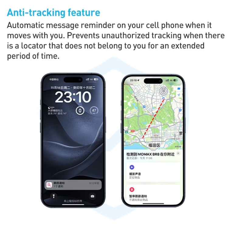 MOMAX PINCARD BR8 Card Wireless Charging Positioning Anti-lost Device(Black) - Anti-lost Alarm by MOMAX | Online Shopping South Africa | PMC Jewellery | Buy Now Pay Later Mobicred