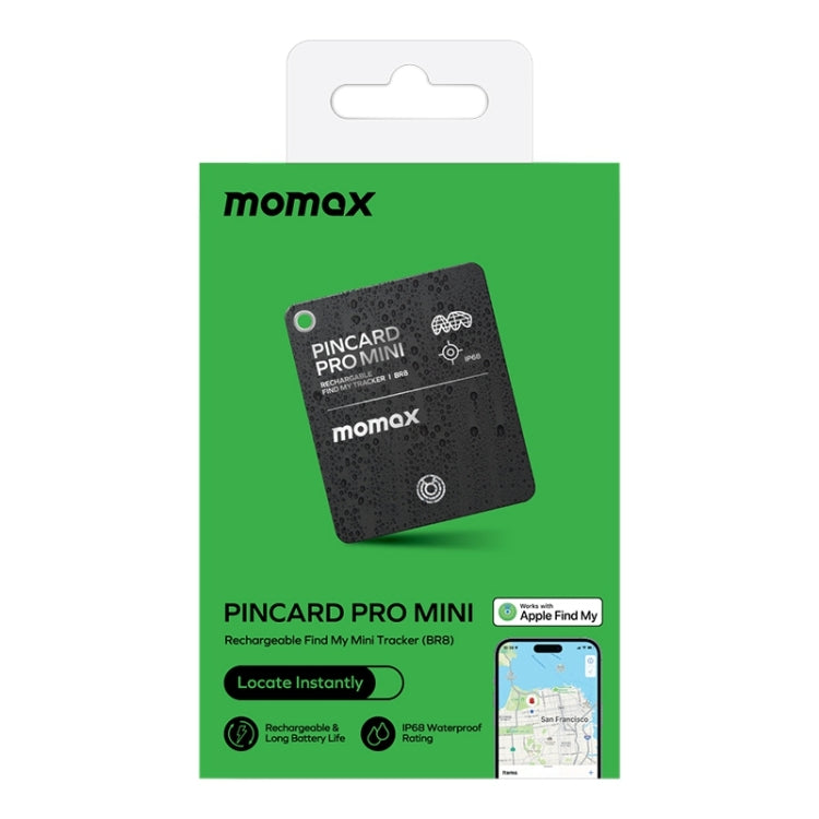 MOMAX PINCARD BR8 Card Wireless Charging Positioning Anti-lost Device(Black) - Anti-lost Alarm by MOMAX | Online Shopping South Africa | PMC Jewellery | Buy Now Pay Later Mobicred