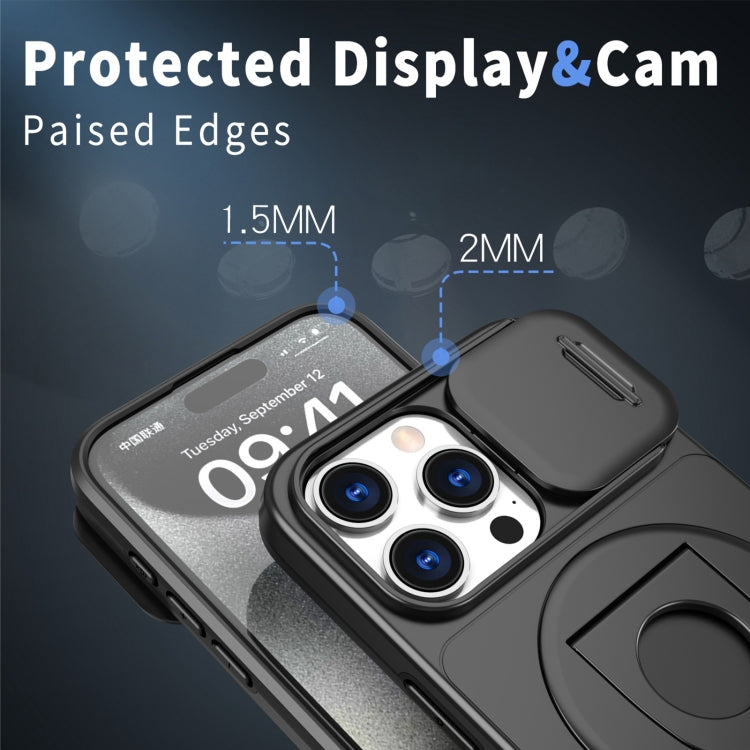 For iPhone 15 Pro Max Camshield MagSafe Ring Holder Armor Phone Case(Black) - iPhone 15 Pro Max Cases by PMC TechLife | Online Shopping South Africa | PMC TechLife | Buy Now Pay Later Mobicred