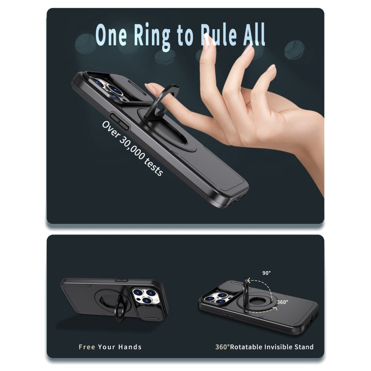 For iPhone 15 Pro Max Camshield MagSafe Ring Holder Armor Phone Case(Black) - iPhone 15 Pro Max Cases by PMC TechLife | Online Shopping South Africa | PMC TechLife | Buy Now Pay Later Mobicred
