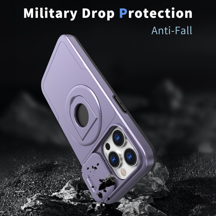 For iPhone 15 Pro Camshield MagSafe Ring Holder Armor Phone Case(Purple) - free shipping - PMC TechLife - Order now!