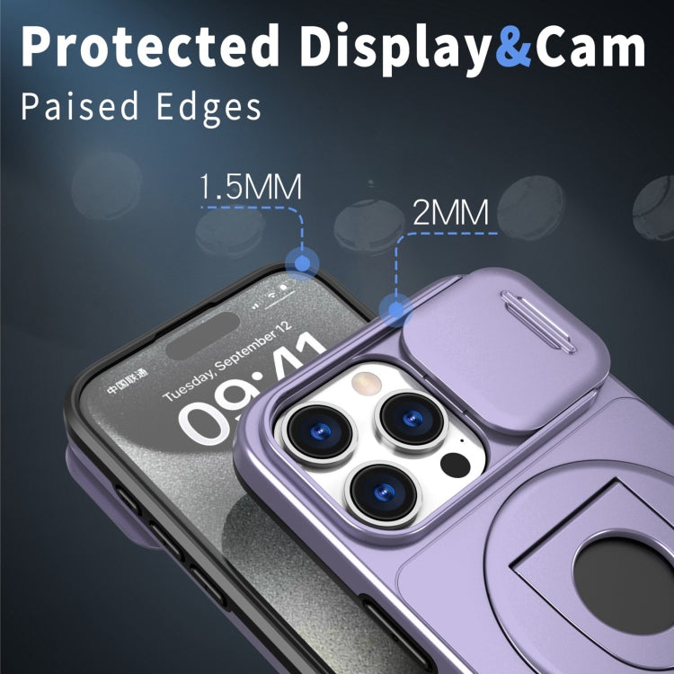 For iPhone 15 Pro Camshield MagSafe Ring Holder Armor Phone Case(Purple) - free shipping - PMC TechLife - Order now!
