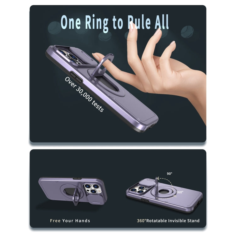 For iPhone 15 Pro Camshield MagSafe Ring Holder Armor Phone Case(Purple) - free shipping - PMC TechLife - Order now!