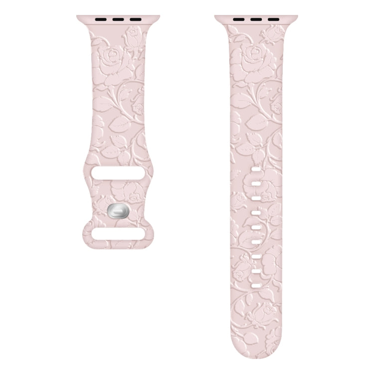 For Apple Watch SE 40mm Rose Embossed Silicone Watch Band(Pink) - Watch Bands by PMC TechLife | Online Shopping South Africa | PMC TechLife