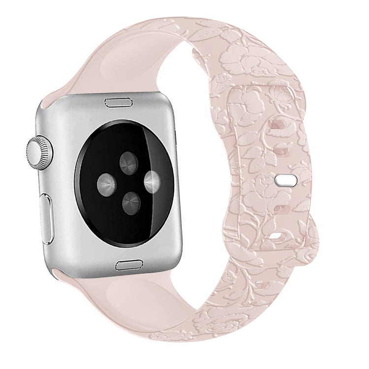 For Apple Watch Series 6 40mm Rose Embossed Silicone Watch Band(Pink) - Watch Bands by PMC TechLife | Online Shopping South Africa | PMC TechLife | Buy Now Pay Later Mobicred