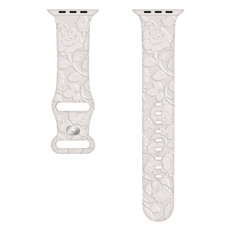 For Apple Watch Series 5 40mm Rose Embossed Silicone Watch Band(Starlight) - Watch Bands by PMC TechLife | Online Shopping South Africa | PMC TechLife