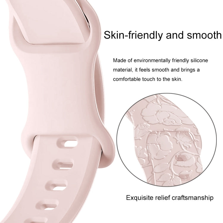 For Apple Watch Series 8 45mm Rose Embossed Silicone Watch Band(Pink) - Watch Bands by PMC TechLife | Online Shopping South Africa | PMC TechLife