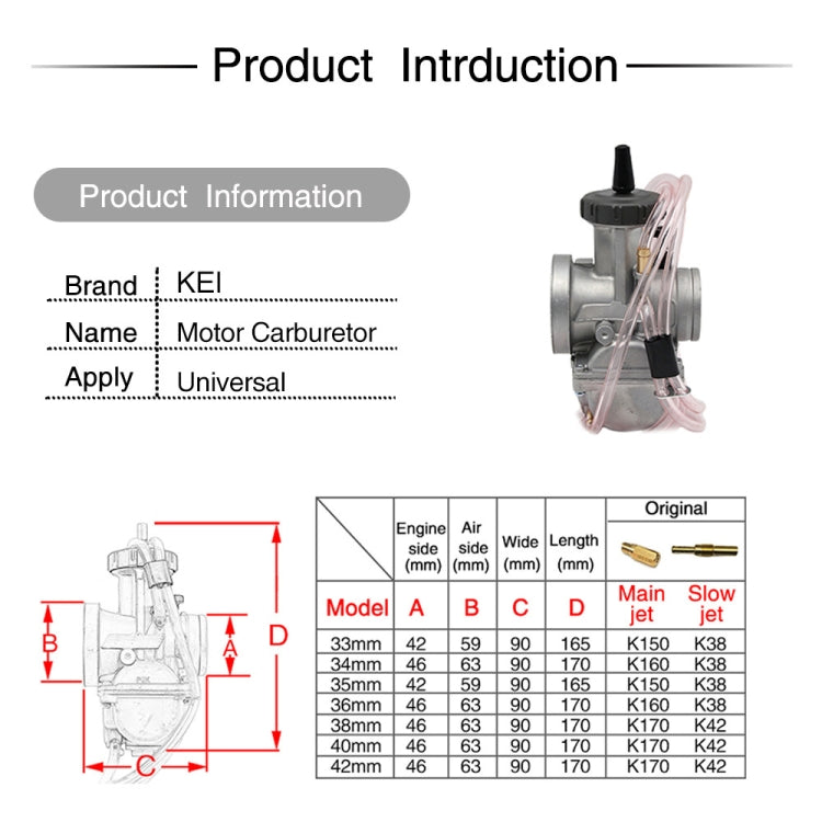 PWK36mm Universal Motorcycle Carburetor Carb Motor Carburetor - Engines & Engine Parts by PMC Jewellery | Online Shopping South Africa | PMC Jewellery