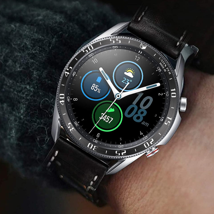 For Samsung Galaxy Watch 3 45mm Smart Watch Steel Bezel Ring, A Version(Black Ring White Letter) - Watch Cases by ENKAY | Online Shopping South Africa | PMC Jewellery | Buy Now Pay Later Mobicred