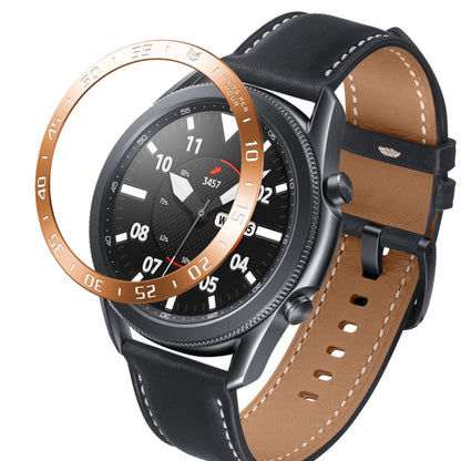 For Samsung Galaxy Watch 3 45mm Smart Watch Steel Bezel Ring, A Version(Rose Gold Ring White Letter) - Watch Cases by ENKAY | Online Shopping South Africa | PMC Jewellery | Buy Now Pay Later Mobicred