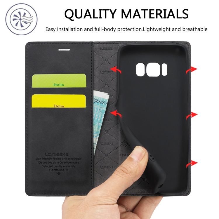 For Samsung Galaxy S8 LC.IMEEKE Strong Magnetism Ultra-thin Horizontal Flip Shockproof Matte TPU + PU Leather Case with Holder & Card Slots & Wallet(Black) - Galaxy Phone Cases by LC.IMEEKE | Online Shopping South Africa | PMC Jewellery | Buy Now Pay Later Mobicred