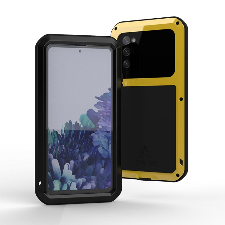 For Samsung Galaxy S20 FE LOVE MEI Metal Shockproof Waterproof Dustproof Protective Case with Glass(Yellow) - Galaxy S20 FE Cases by NILLKIN | Online Shopping South Africa | PMC Jewellery | Buy Now Pay Later Mobicred