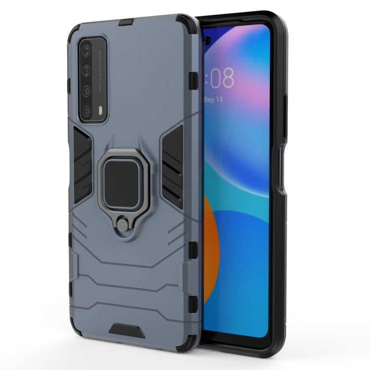 For Huawei P Smart (2021) PC + TPU Shockproof Protective Case with Magnetic Ring Holder(Blue) - free shipping - PMC TechLife - Order now!