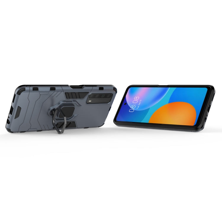 For Huawei P Smart (2021) PC + TPU Shockproof Protective Case with Magnetic Ring Holder(Blue) - free shipping - PMC TechLife - Order now!