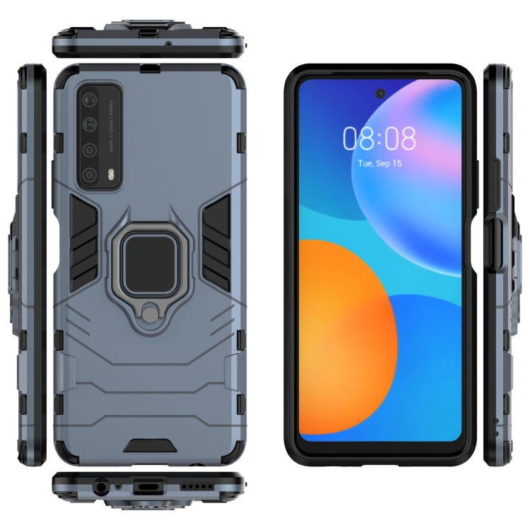 For Huawei P Smart (2021) PC + TPU Shockproof Protective Case with Magnetic Ring Holder(Blue) - free shipping - PMC TechLife - Order now!