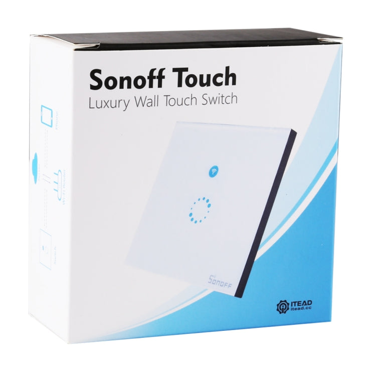 Sonoff  Touch 86mm 1 Gang Tempered Glass Panel Wall Switch Smart Home Light Touch Switch, Compatible with Alexa and Google Home, AC 90V-250V 400W 2A - Smart Socket by PMC Jewellery | Online Shopping South Africa | PMC Jewellery