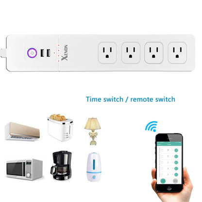 2 x USB Ports + 4 x US Plug Jack WiFi Remote Control Smart Power Socket Works with Alexa & Google Home, Cable Length: 1.5m, AC 110-240V, US Plug - Smart Socket by PMC Jewellery | Online Shopping South Africa | PMC Jewellery