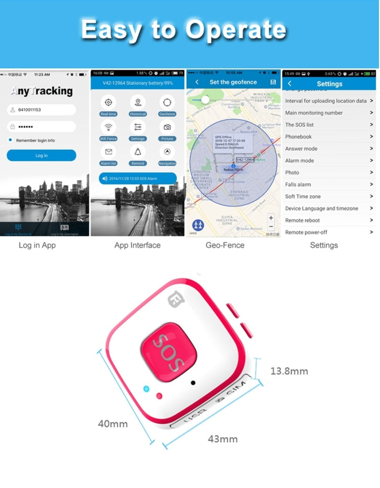 REACHFAR V28 Necklace Style GSM Mini LBS WiFi AGPS Tracker SOS Communicator(Black) - free shipping - PMC TechLife - Order now!