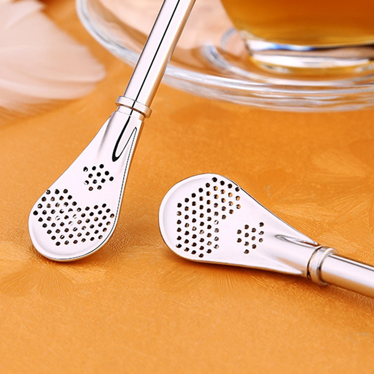 Stainless Steel Tea Leaf Filtered Drinking Straw Herb Tea Filter Tea Strainer Juice Cafe Coffee Stirring Spoon - free shipping - PMC TechLife - Order now!