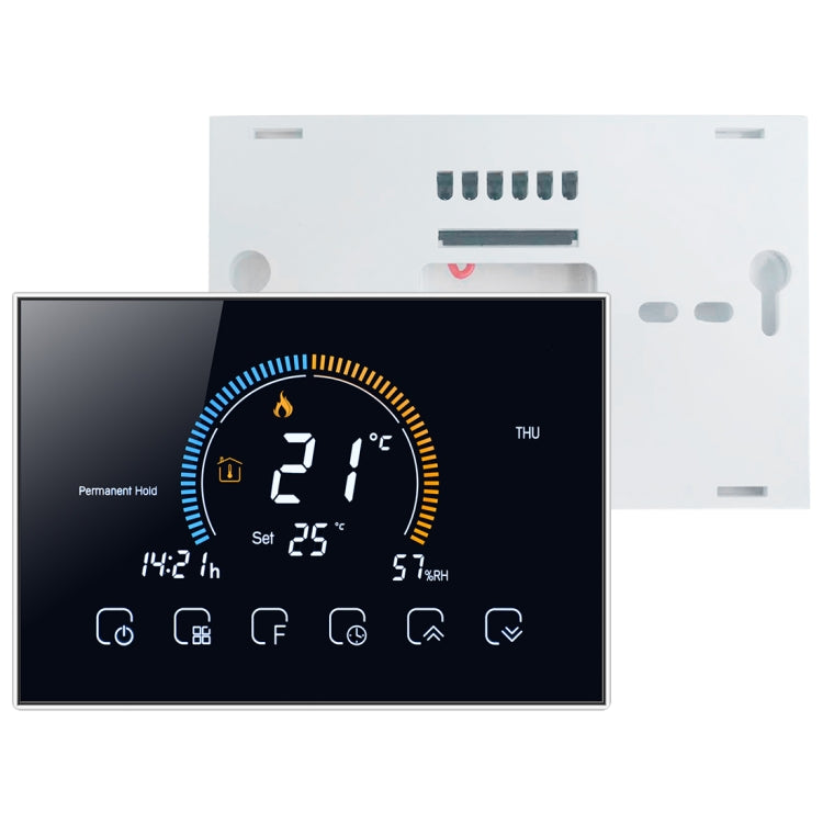 BHT-8000-GA Control Water Heating Energy-saving and Environmentally-friendly Smart Home Negative Display LCD Screen Round Room Thermostat without WiFi(Black) - Thermostat & Thermometer by PMC Jewellery | Online Shopping South Africa | PMC Jewellery