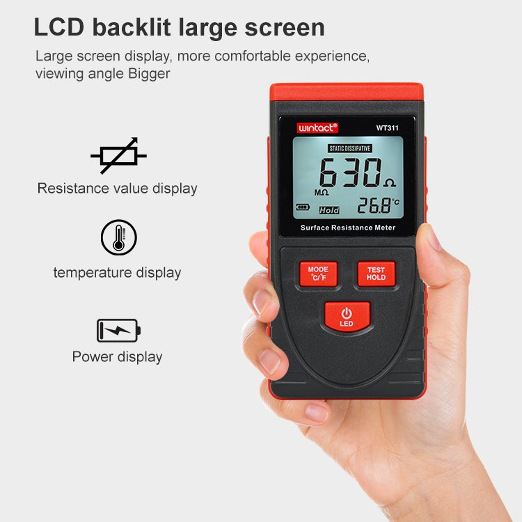 Wintact WT311 Surface Resistance Meter - Battery & Resistance Tester by Wintact | Online Shopping South Africa | PMC TechLife | Buy Now Pay Later Mobicred