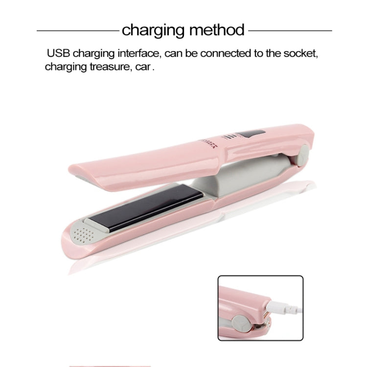 Wireless Mini USB Rechargeable Hair Straightener Hair Curler Double Purpose Hair Splint(Pink) - Hair Curler by PMC Jewellery | Online Shopping South Africa | PMC Jewellery