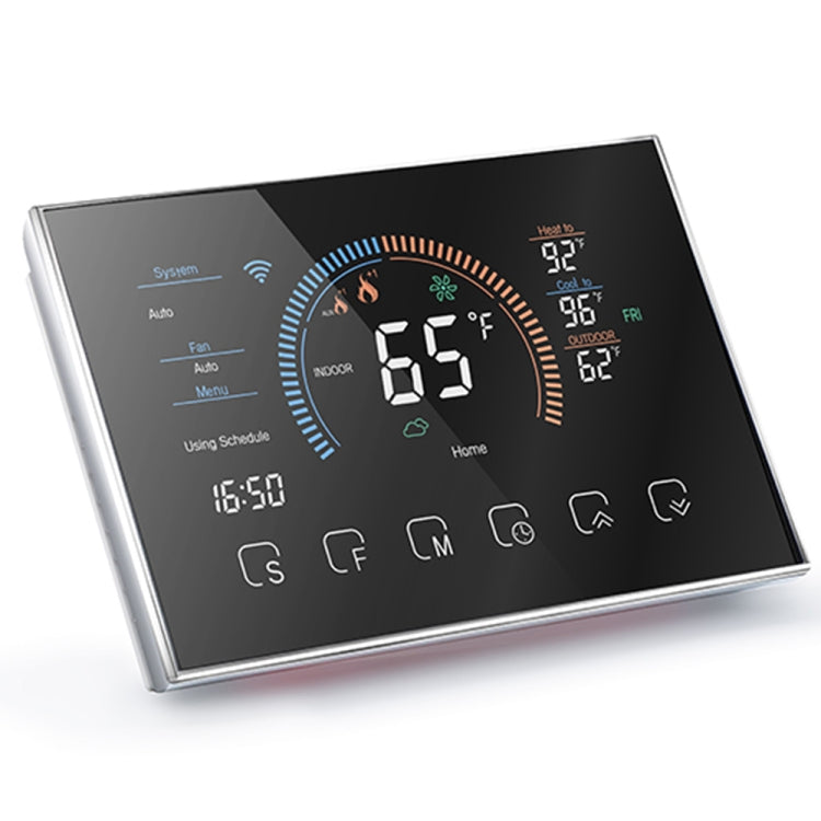 BHP-8000-WIFI-SS 3H2C Smart Home Heat Pump Round Room Brushed Mirror Housing Thermostat with WiFi, AC 24V - Thermostat & Thermometer by PMC Jewellery | Online Shopping South Africa | PMC Jewellery