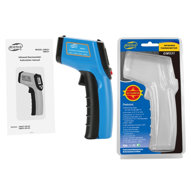 BENETECH GM531 Handheld Thermometer Cooking Digital Infrared Thermometer, Measure Range: -50~530 C - free shipping - PMC TechLife - Order now!