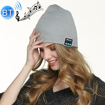 Bluetooth 5.0 Wireless Call Music Warm Knitted Hat (Grey White) - Knitted Cap by PMC Jewellery | Online Shopping South Africa | PMC Jewellery