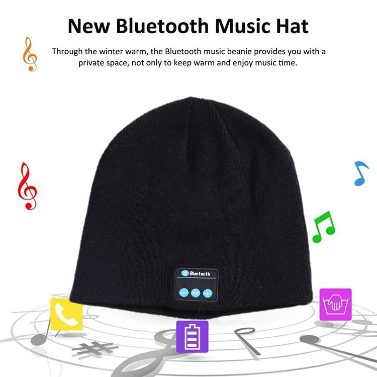 Bluetooth 5.0 Wireless Call Music Warm Knitted Hat (Grey White) - Knitted Cap by PMC Jewellery | Online Shopping South Africa | PMC Jewellery