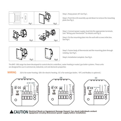 BHT-006GALW 95-240V AC 5A Smart Home Heating Thermostat for EU Box, Control Water Heating with Only Internal Sensor & WiFi Connection(Black) - Thermostat & Thermometer by PMC Jewellery | Online Shopping South Africa | PMC Jewellery