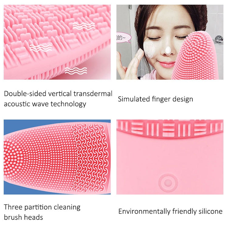 CNaier AE-618 Battery-powered Silicone Acoustic Wave Face Skin Care Electric Facial Cleanser (Pink) - Cleanser by CNaier | Online Shopping South Africa | PMC Jewellery | Buy Now Pay Later Mobicred