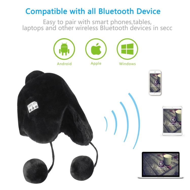 Bluetooth Warm Plush Hat, Supports Phone Answering & Bluetooth Photo Taking & Music Playing (Black) - Knitted Cap by PMC Jewellery | Online Shopping South Africa | PMC Jewellery