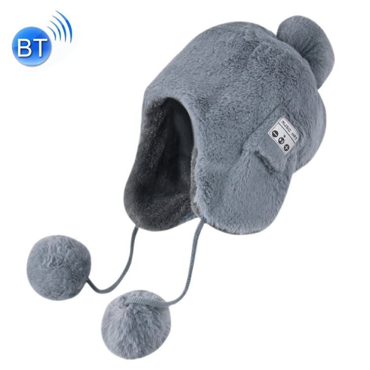 Bluetooth Warm Plush Hat, Supports Phone Answering & Bluetooth Photo Taking & Music Playing(Grey) - Knitted Cap by PMC Jewellery | Online Shopping South Africa | PMC Jewellery