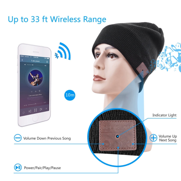 Bluetooth Warm Knit Hat, Supports Phone Answering & Bluetooth Photo Taking & Music Playing (Black) - Knitted Cap by PMC Jewellery | Online Shopping South Africa | PMC Jewellery