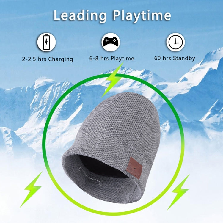 Bluetooth Warm Knit Hat, Supports Phone Answering & Bluetooth Photo Taking & Music Playing (Light Grey) - Knitted Cap by PMC Jewellery | Online Shopping South Africa | PMC Jewellery