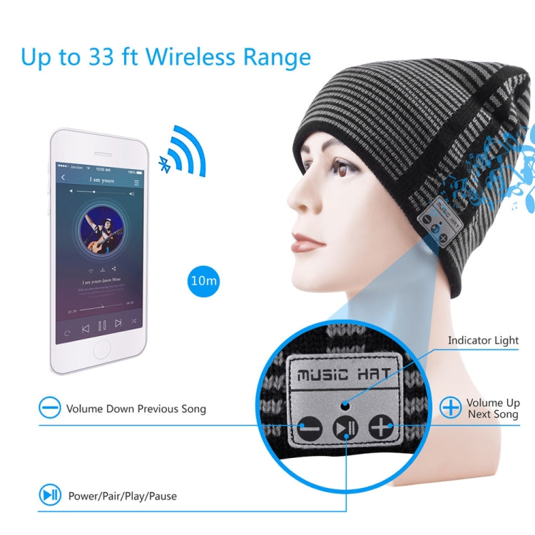 Bluetooth Warm Stripe Knit Hat, Supports Phone Answering & Bluetooth Photo Taking & Music Playing - Knitted Cap by PMC Jewellery | Online Shopping South Africa | PMC Jewellery